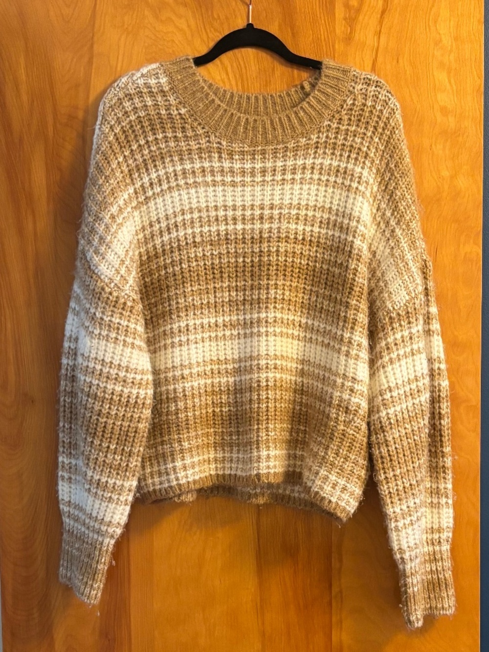 Abercrombie and fitch tan white striped sweater